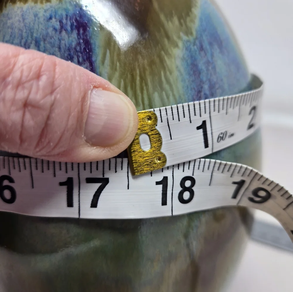 Pottery Vase Egg Shape Multicolor Glazed Timeless Beauty Drip Brown Over Blue